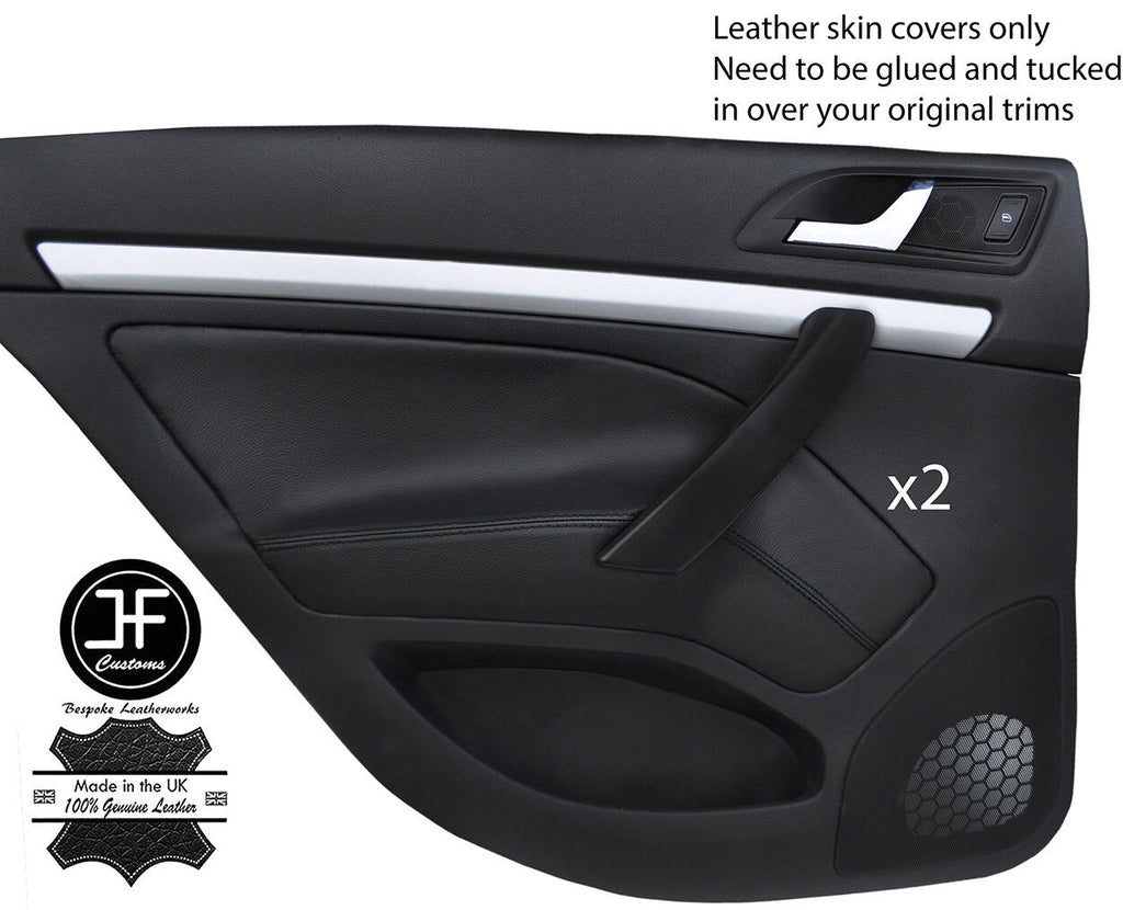 BLACK STITCH 2X REAR DOOR CARD TRIM LEATHER COVERS FOR SKODA OCTAVIA MK2 04-13