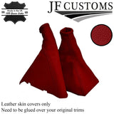 D RED LEATHER GEAR HANDBRAKE COVERS FITS VAUXHALL OPEL CALIBRA VECTRA CAVALIER