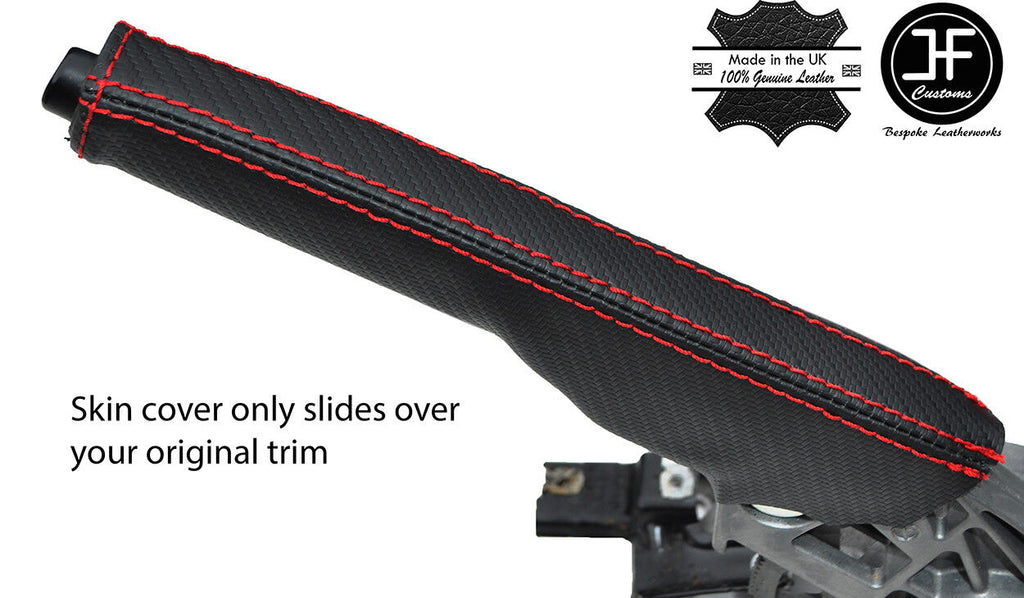 RED  STITCH CARBON FIBER VINYL HANDBRAKE GAITER FITS VW GOLF MK5 V 03-09
