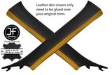 BLACK & YELLOW LEATHER 2X A POST PILLAR COVERS FOR TOYOTA GT86 SUBARU BRZ 12-19