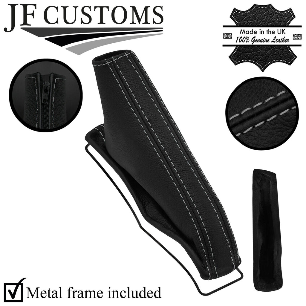 GREY STITCH LEATHER HANDBRAKE + METAL FRAME FITS TOYOTA LANDCRUISER J120 02-09