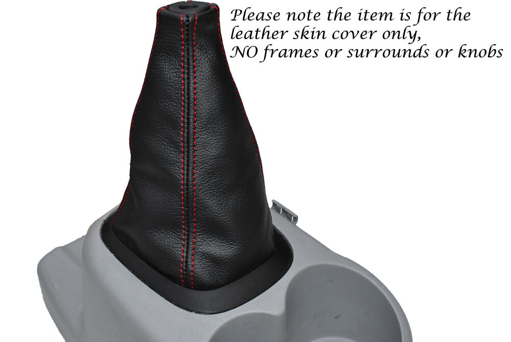 RED STITCHING LEATHER SKIN GEAR GAITER FITS HYUNDAI TRAJET 2000-2008 CUSTOM NEW