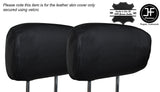BLACK STITCH 2X FRONT HEADREST LEATHER SKIN COVER FITS RENAULT 5 GT TURBO