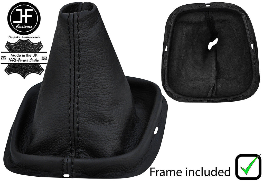 BLACK STITCH LEATHER GEAR GAITER+PLASTIC FRAME FITS RENAULT SCENIC MK3 09-15