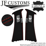 RED STITCH LEATHER FULL B PILLAR COVERS FITS PORSCHE CAYENNE 955 MK1 03-10