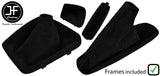 BLACK STITCH SUEDE MANUAL GAITER SET + PLASTIC FRAME FOR BMW 3 SERIES E36 91-99