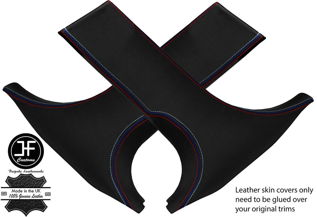 TRI STITCHING 2X LOWER B PILLAR LEATHER COVERS FITS BMW 3 SERIES F30 F31 11-18