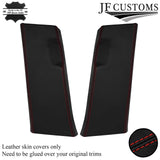 FOR RANGE ROVER SPORT L494 13-21 RED STITCH LEATHER 2X FRONT B-PILLAR COVER