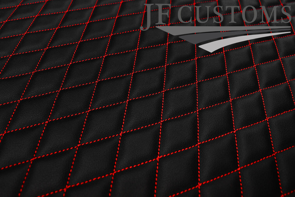 RED DIAMOND STITCH QUILTED VINYL  PADDED PANEL LUXURY PREMIUM 125CM X 85CM