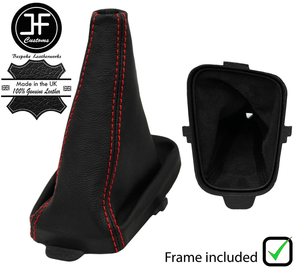 RED  STITCH LEATHER 5 SPEED GEAR GAITER+PLASTIC FRAME FOR SUBARU LEGACY 03-09