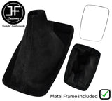 BLACK STITCH SUEDE GEAR GAITER WITH METAL FRAME FITS HONDA PRELUDE 1987-1991
