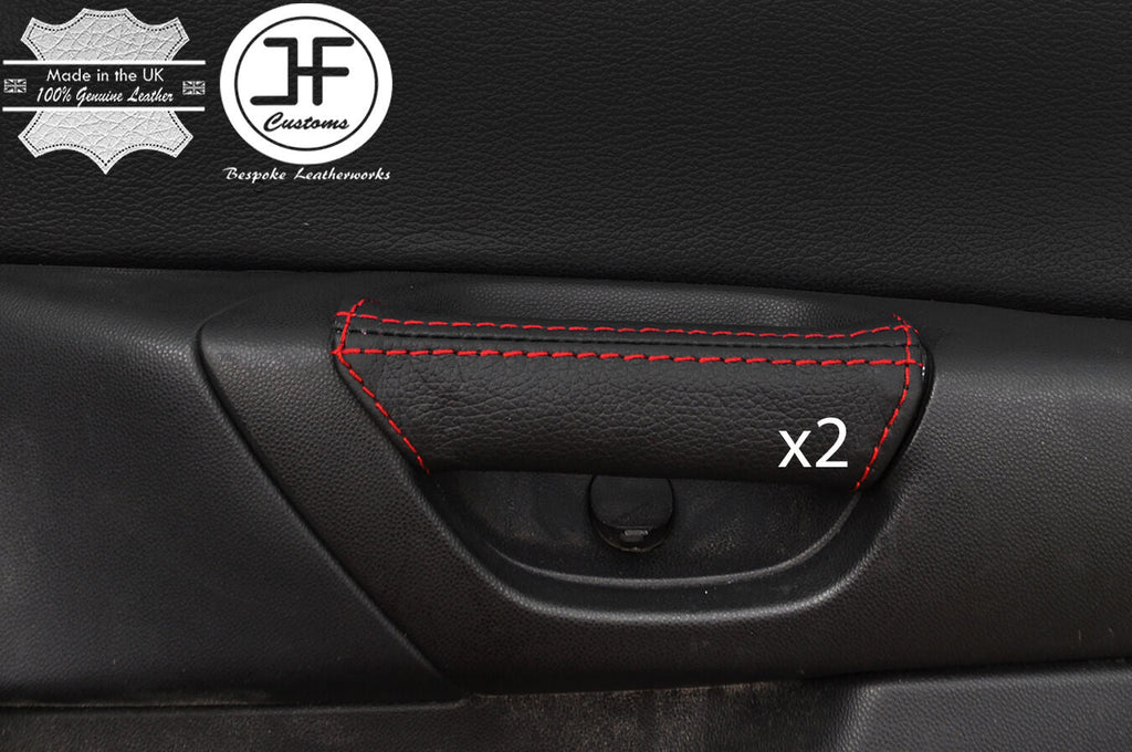 RED STITCHING 2X REAR DOOR HANDLE LEATHER COVERS FITS MAZDA 3 03-09 5 DOOR