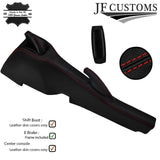 RED STITCH LEATHER GAITER SET+FRAME+CONSOLE TUNNEL COVERS FOR VAUXHALL VX220