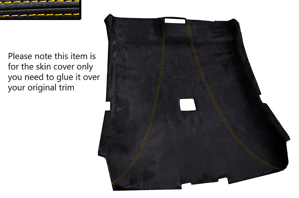 YELLOW STITCH ROOF HEADLINING LUXE SUEDE SKIN COVER FITS BMW 3 SERIES E46 COUPE