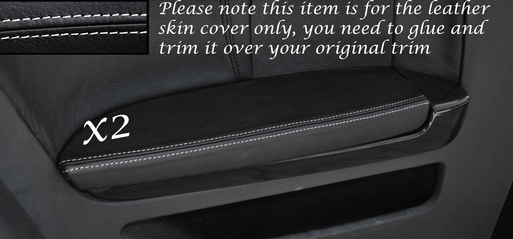 WHITE STITCH 2X REAR DOOR ARMREST LEATHER COVERS FITS AUDI A3 8P S3 03-12 3DR