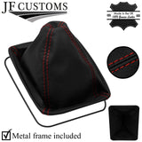 D RED STITCH LEATHER GEAR GAITER + METAL FRAME FITS ALFA ROMEO SPIDER 105