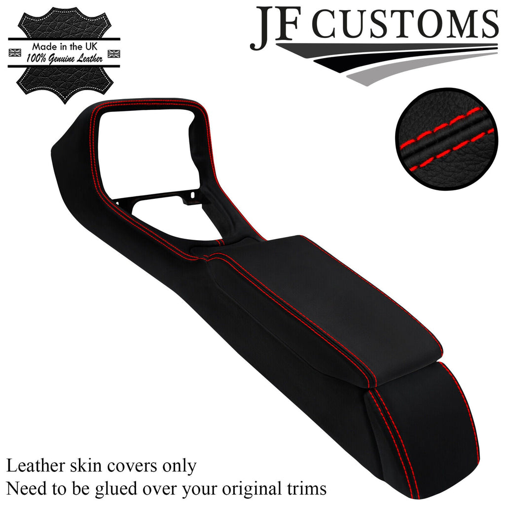 RED STITCH LEATHER CENTRE CONSOLE + ARMREST COVERS FOR JAGUAR XK8 XKR 96-06