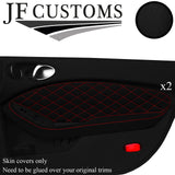 RED DIAMOND STITCH 2X DOOR CARDS SUEDE COVERS FITS 370Z Z34 2009-2016 CUSTOM NEW