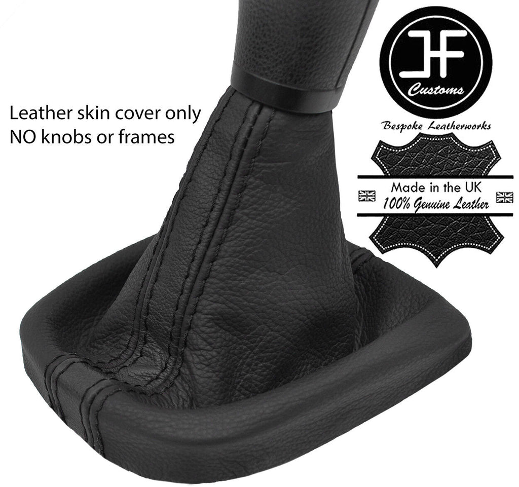 BLACK & BLACK STRIPE TOP GRAIN REAL LEATHER MANUAL GEAR GAITER FITS VW UP 11-17