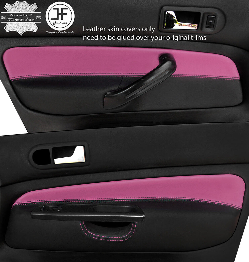 BLACK & PINK 2X FRONT DOOR CARD LEATHER COVERS FOR VW GOLF MK4 98-05 5  DOOR