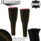 YELLOW LUX-STITCH LEATHER 2X LONG SEAT BELT COVERS FOR VW GOLF MK7 VII 13-18