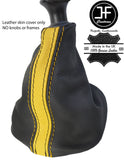 BLACK & YELLOW STRIPE  REAL LEATHER MANUAL GEAR GAITER FITS RENAULT TRAFIC 01-14