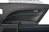 BLUE STITCH 2X REAR DOOR CARD TRIM SKIN COVERS FITS FORD MONDEO MK3 2001-2007
