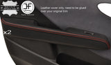 RED STITCH 2X FRONT DOOR ARMREST TRIM LEATHER COVER FITS HONDA JAZZ 02-08 5DR