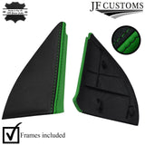 GREEN & BLACK LEATHER 2X WING MIRROR DOOR TRIM COVER+FRAMES FOR VW GOLF MK3