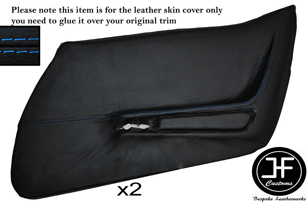 BLUE STITCHING 2X FRONT FULL DOOR CARD SKIN COVERS FITS CORVETTE C3 1970-1976
