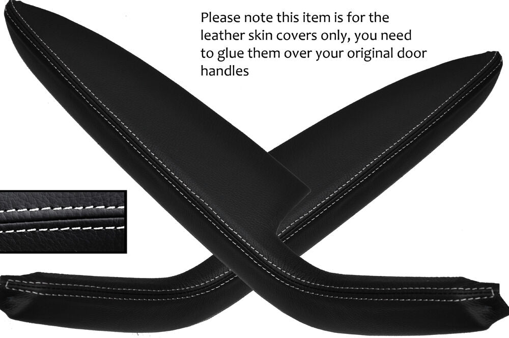 WHITE STITCH 2X REAR DOOR HANDLE ARMREST COVERS FITS AUDI A3 8P RS3 S3 04-12 5DR