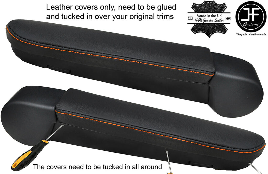 2X  orange stitch FITS VW T5 TRANSPORTER CARAVELLE CAMPER ARMREST COVERS