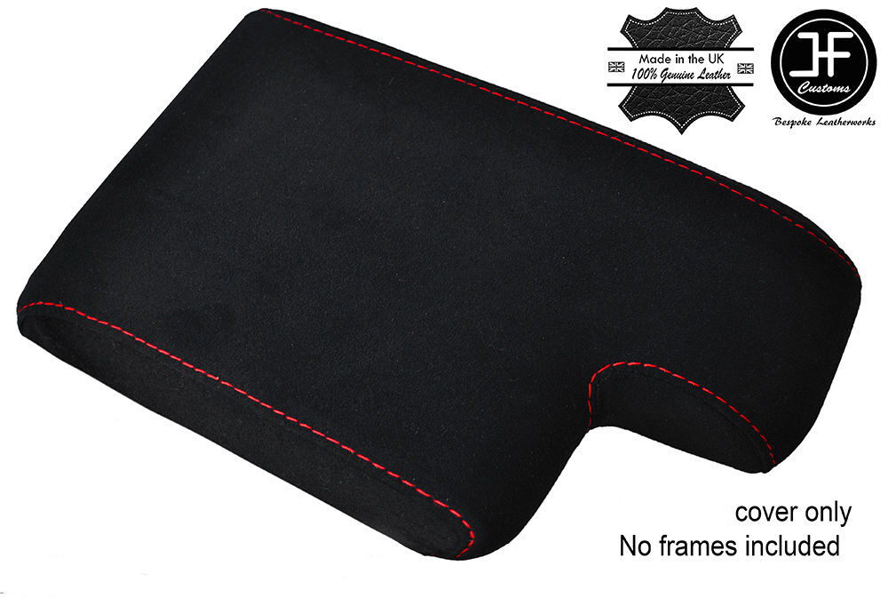 RED STITCH PU SUEDE ARMREST COVER FITS BMW 3 SERIES E46 1999-2005 CUSTOM NEW