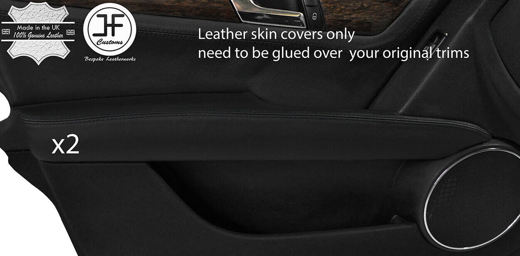 BLACK STITCH 2X FRONT DOOR ARMREST LEATHER COVER FOR MERCEDES C CLASS W204