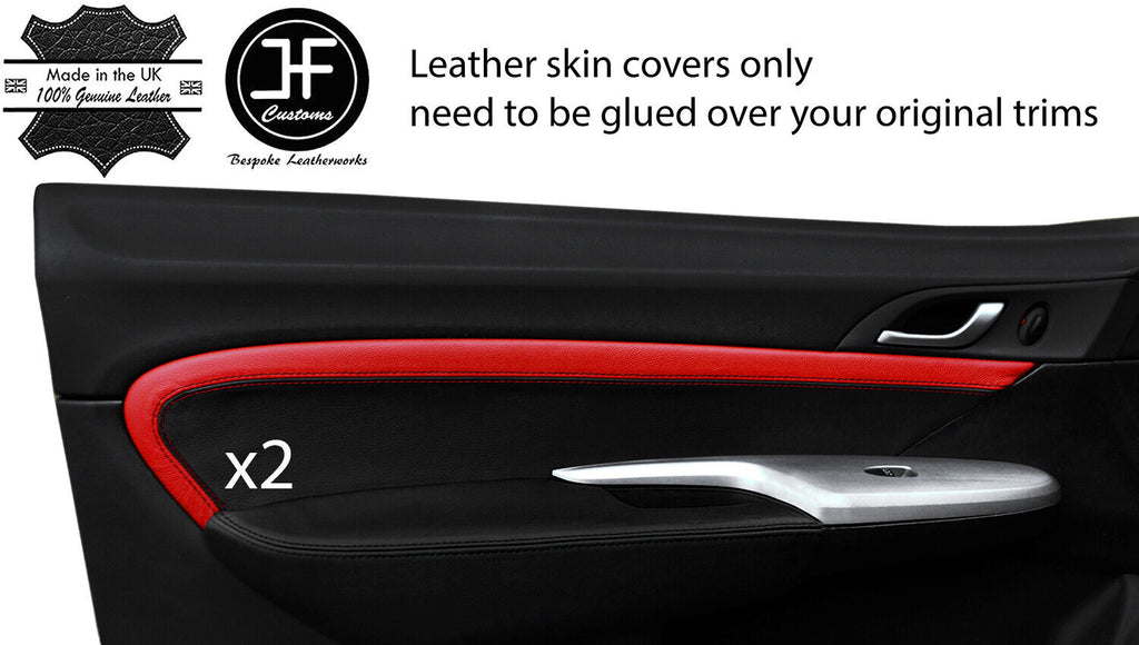 BLACK & RED 2X DOOR CARD TRIM LEATHER COVERS FOR HONDA CIVIC TYPE R 06-12 3DR