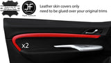 BLACK & RED 2X DOOR CARD TRIM LEATHER COVERS FOR HONDA CIVIC TYPE R 06-12 3DR