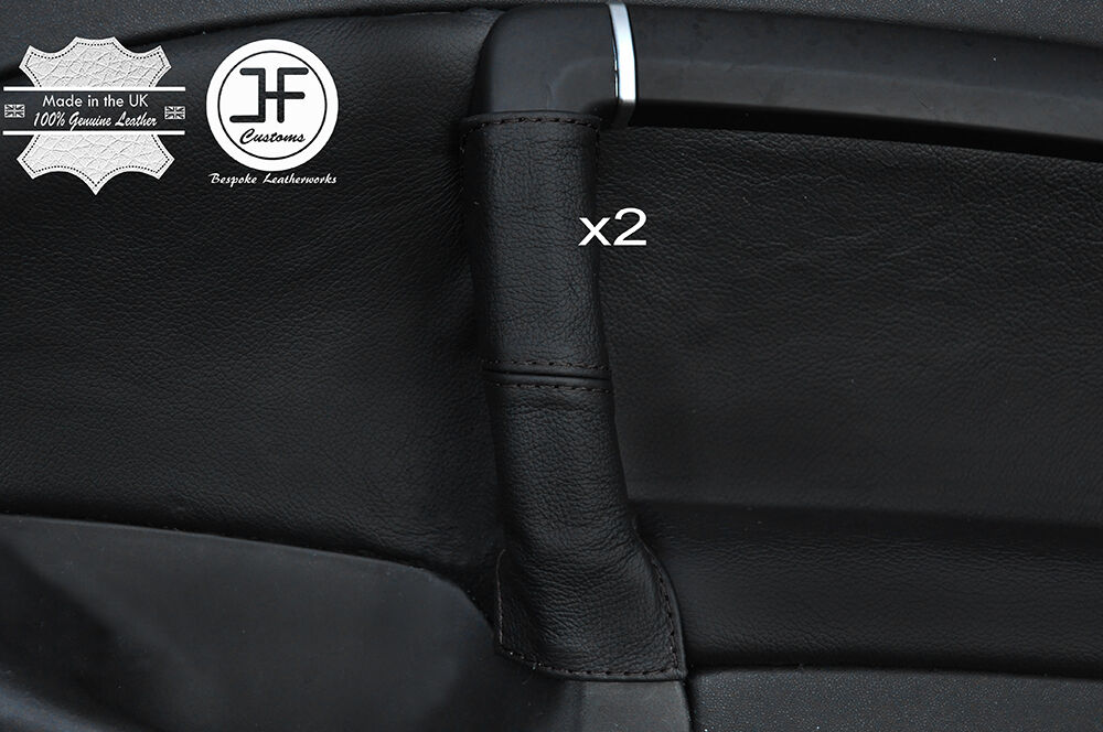 BLACK STITCH 2X REAR DOOR HANDLE LEATHER COVERS FITS SAAB 95 9-5 2006-2009