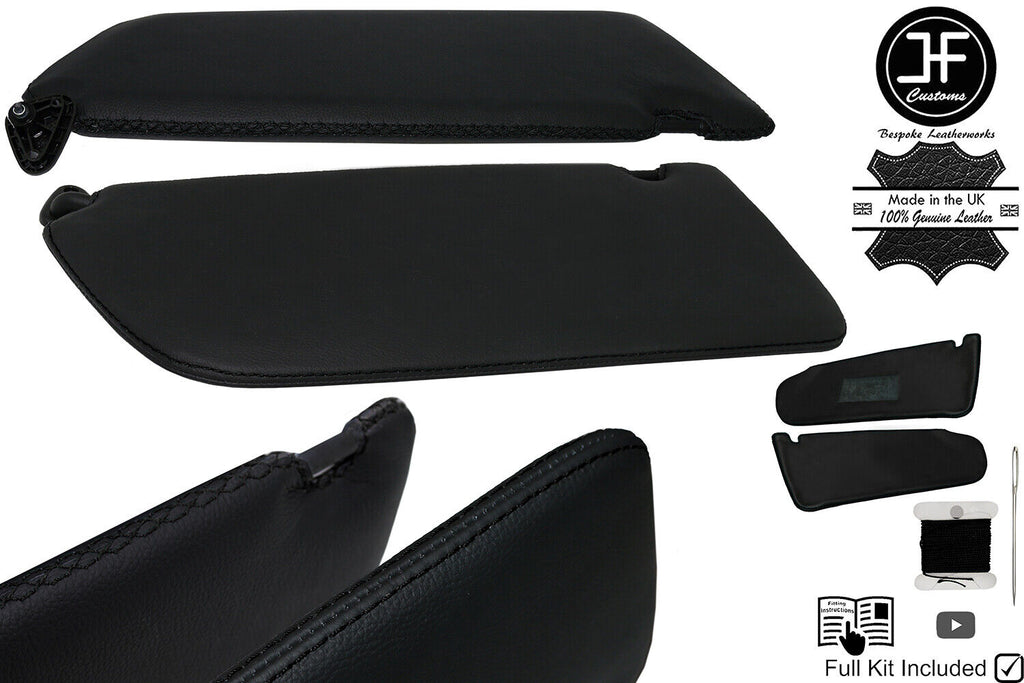 BLACK CROSS STITCH 2X SUN VISOR LEATHER COVERS FOR MERCEDES VITO W447 15-20 JF2