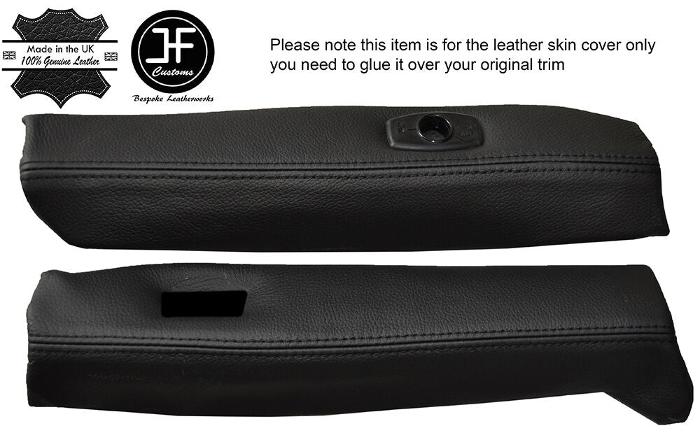 BLACK STICH 2X FRONT TOP TARGA ROOF RAIL TRIM LEATHER COVER FOR PORSCHE 911 930