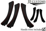 RED STITCH CARBON VINYL 3X DOOR HANDLE TRIM + COVERS FOR BMW E90 E91 E9X