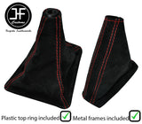 RED STITCH SUEDE GAITER SET + METAL FRAME + TOP RING FITS NISSAN SKYLINE R32