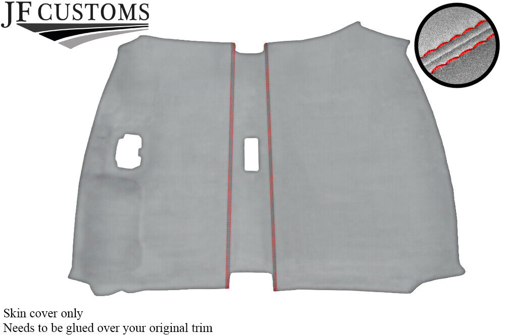 RED  STITCH ROOF HEADLINING LIGHT GREY LUXE COVER FOR SUBARU IMPREZA 02-07
