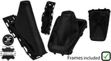BLACK & BLACK LEATHER MANUAL GAITER SET + PLASTIC FRAME FITS FORD FOCUS 14-18