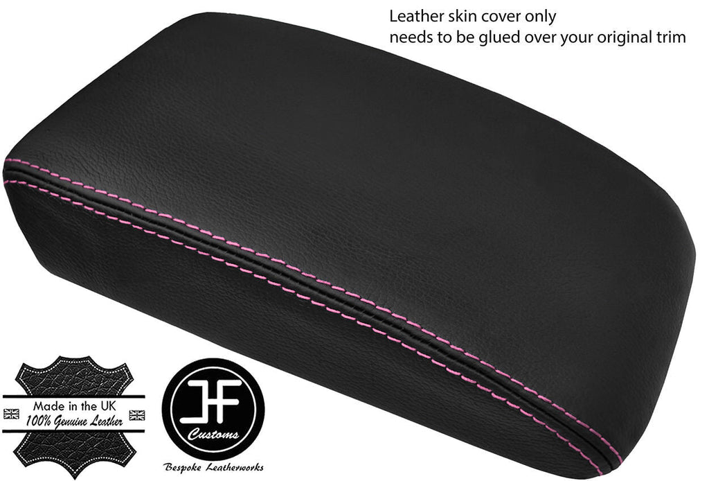 PINK STITCH TOP GRAIN LEATHER ARMREST LID COVER FOR VW GOLF MK5 MK6 2004-2013