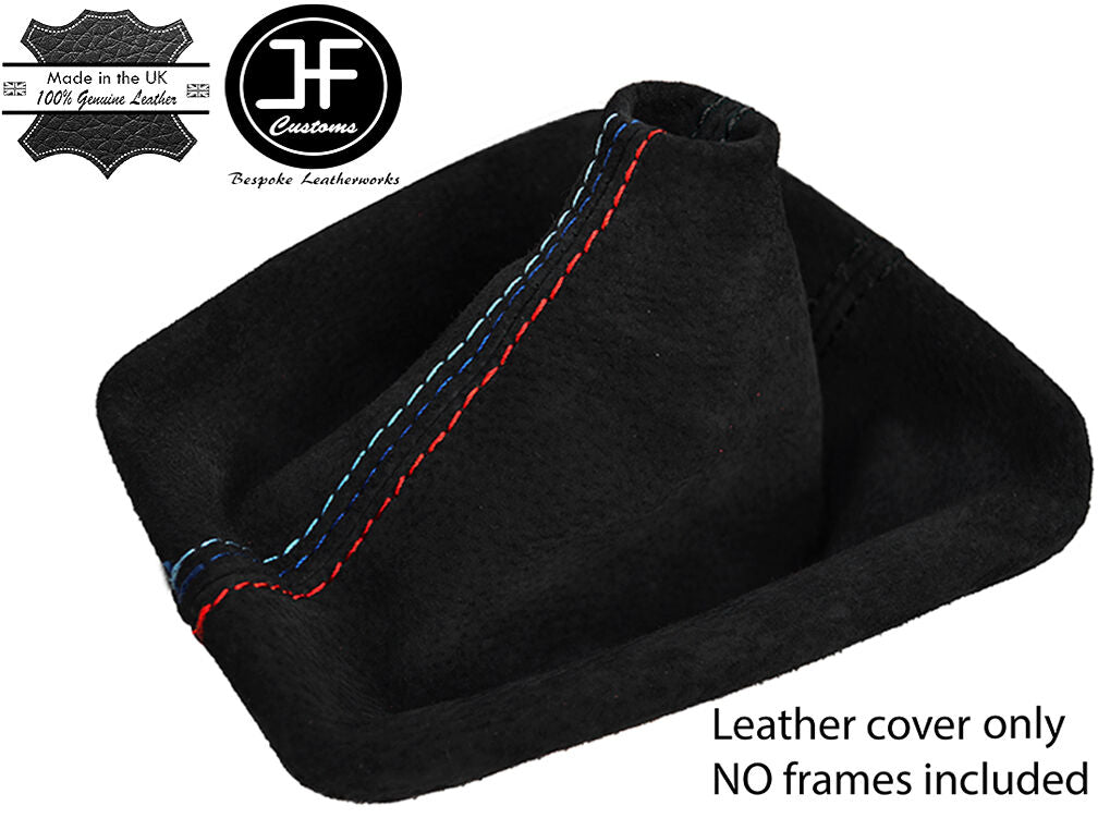 BLACK & TRI STITCHING FAUX SUEDE GEAR GAITER FITS BMW E36 E46 91-05 CUSTOM NEW