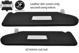 BLACK STITCH 2X SUN VISOR LEATHER COVER FOR VW T5 TRANSPORTER 2 MIRROR CUTOUT