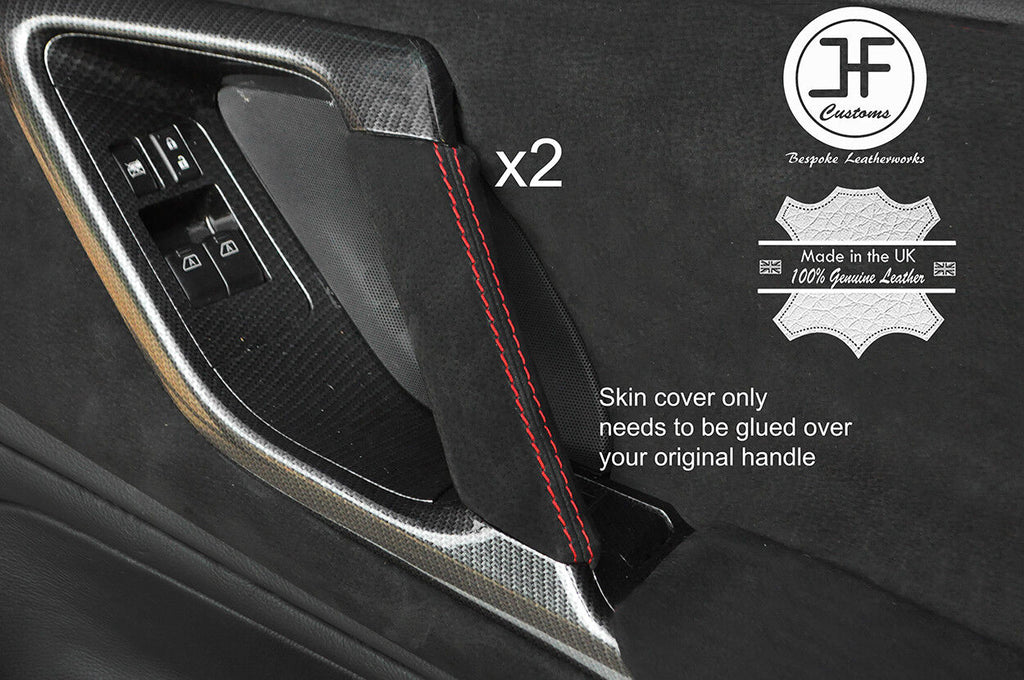 RED STITCH 2X DOOR HANDLE TRIM SUEDE COVER FITS NISSAN GT-R GTR R35 2009-2017