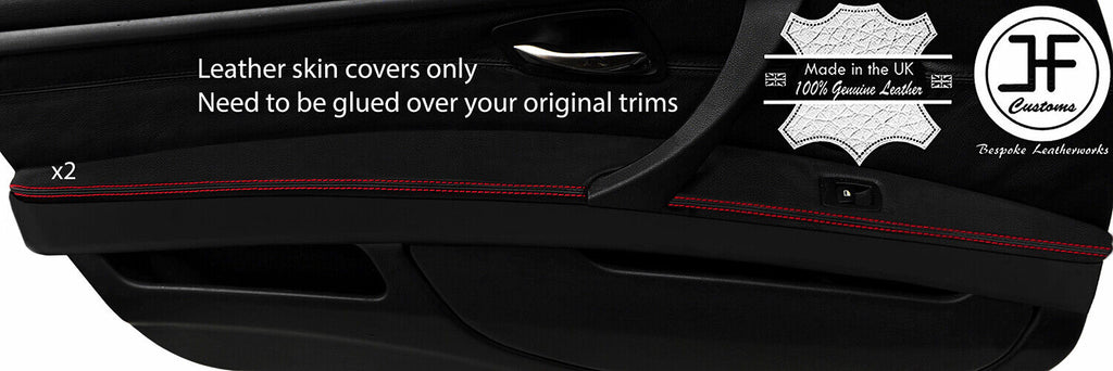 RED STITCH 2X FRONT DOOR ARMREST TRIM LEATHER COVERS FOR BMW 3 E92 E93 2 DOOR