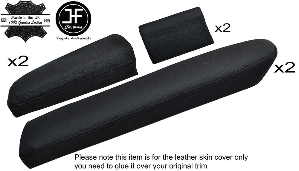 BLACK STCH 2X REAR DOOR ARMREST LEATHER COVERS FITS MERCEDES S CLASS W221 06-13