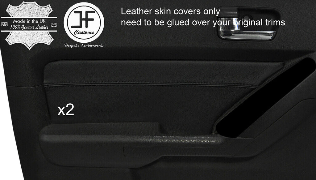 BLACK STITCH 2X FRONT DOOR CARD TRIM LEATHER COVER FITS HUMMER H3 2005-2011